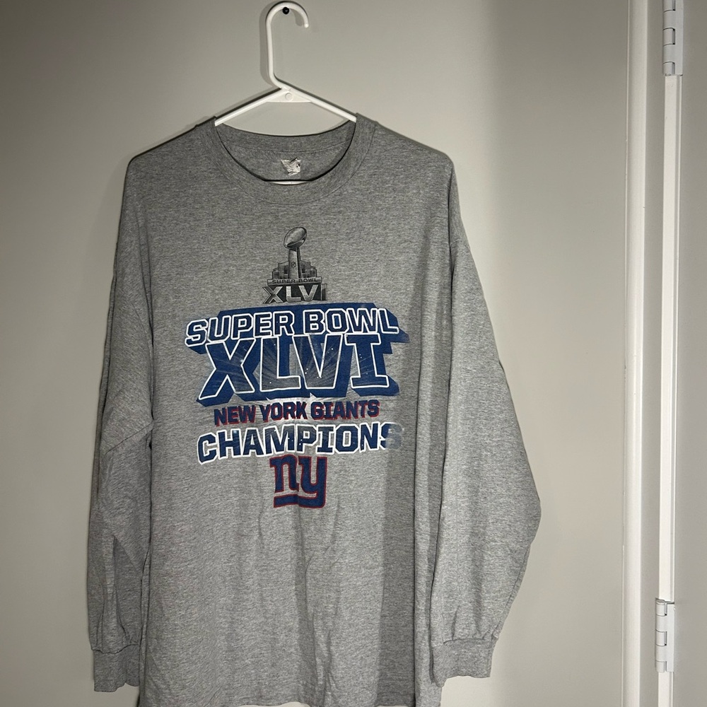 Gray Super Bowl Graphic Long Sleeve Shirt